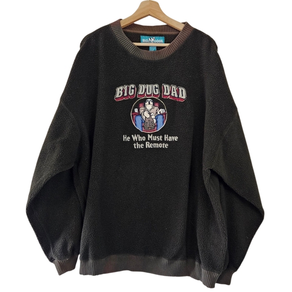 VTG Big Dog Polar Dogs Dad Men’s He Must Have The Remote Fleece Sweatshirt - Picture 1 of 6